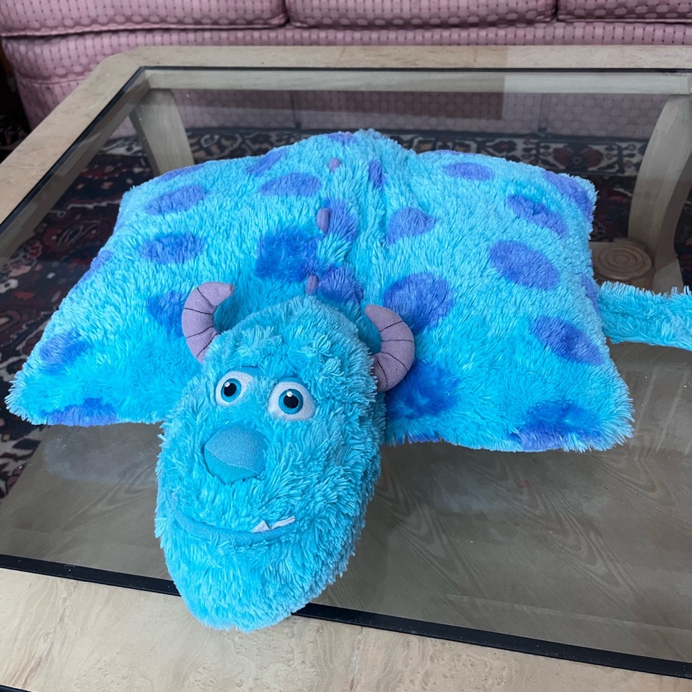 Disney Parks Pixar Monster’s Inc. Sully Pillow Pal Pet Soft Plush Toy Foldable